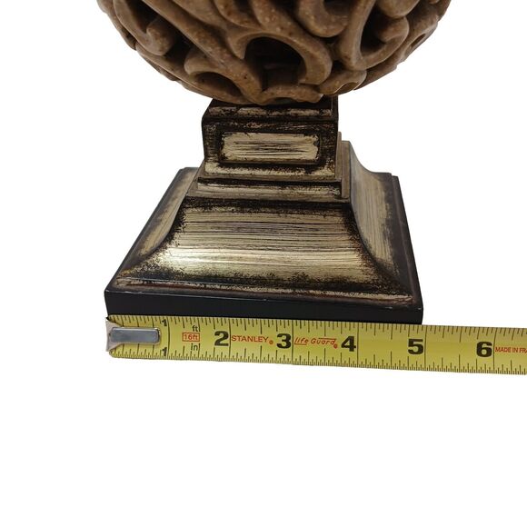 Ornate Candle Holder 12" Art Deco Faux Alabaster Cut Out Globe Morrocan Boho VNT - Picture 10 of 10